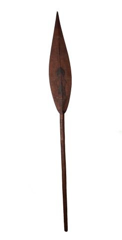 EARLY AFRICAN CEREMONIAL PLANK SPEAR: Length 60 inches
