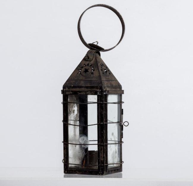 1853 PARKER'S PATENT SQUARE PIERCED TIN LANTERN