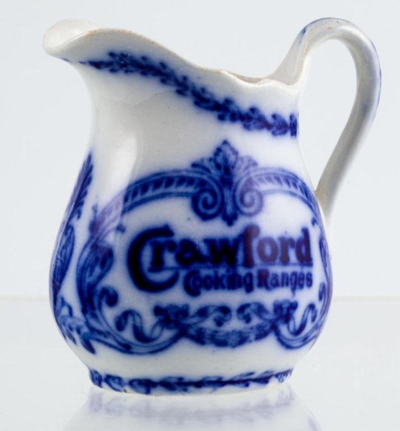 "CRAWFORD COOKING RANGES" TRANSFERWARE CREAMER: Height 5 inches