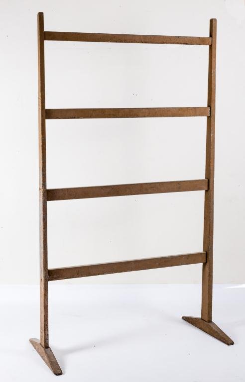 QUILT RACK IN MUSTARD-BROWN PAINT: 60 x 34 inches