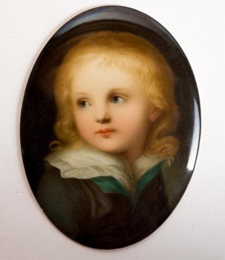 K.P.M. PORCELAIN PLAQUE SIGNED KOPFOHEN VOGEL: Signed in ink verso "Kopfohen nach Vogal, Emil E. Vrardt ? Dresden Lindenautft 29 afs 2D min"? Height 7 inches. KPM, 1, B 3 stamped.