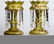 PAIR OF CASED GLASS ENAMELED MANTLE LUSTERS