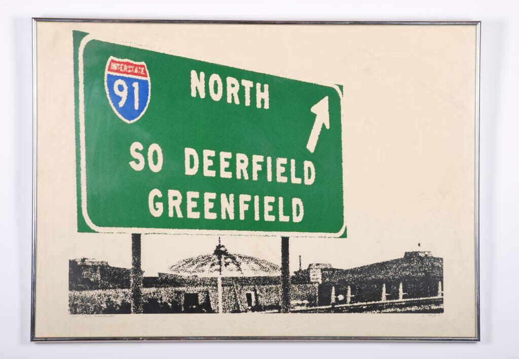 Larry Stark (b. 1940): "I-91, Massachusetts" silkscreen print 12/25. 23 x 42 inches. framed. signed. Condition: Good