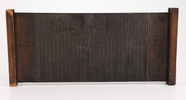 (19th c.) Japanese Wood Block Print Block: (2) Sided. 12 x 5/8 x 8 inches (image) Condition: Good