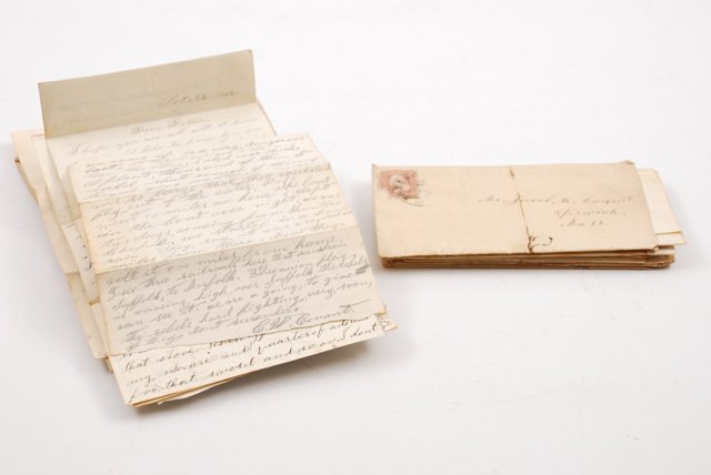 (12) Civil War Letters with Enemy Accounts 1862-63: Letters written by Cyrus W. Conant to various family members in Ipswich,MA from Western Virginia (Oct 1862), talk of Grants March from Washington (Sept 1862), Engaging the rebels in woods and trees (n
