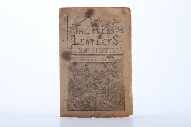 Press Leaflets~Jimmy's Lecture by Louisa M Alcott: "The Press" Monthly Temperance Reform. Pamphlet No. 2. 6 pages. 10 Federal Street, Boston, MA Condition: Toning, foxing, surface grime