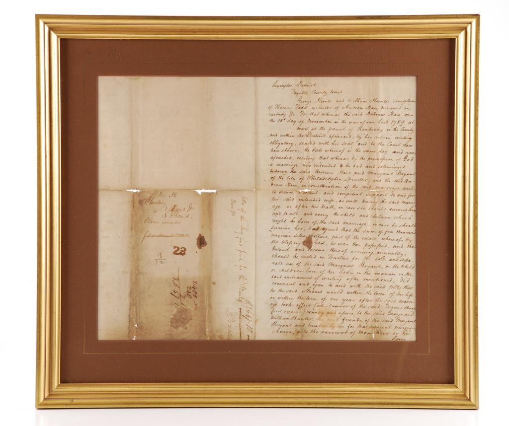 Henry Clay (1777-1852) Kentucky Legal Letter: Signed undated letter from Henry Clay addressed to Lexington District Fayette County Board (circa 1790). The letter outlines a dispute concerning the inheritance which was presumably misappropriated b