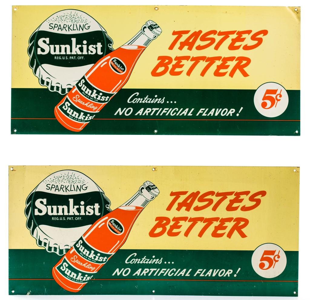 2 Sunkiss Soda Tin Advertising Store Display Signs (1 of 9)