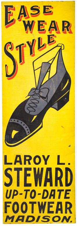 "Laroy L. Steward Foot Ware Tin Advertising Sign (1 of 5)