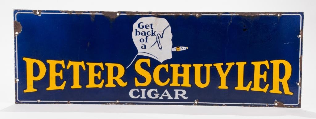 "Peter Schuyler Cigar" Porcelain Advertising Sign (1 of 4)