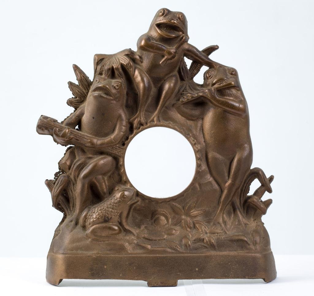 Cast Iron Mantle Clock Face with Frogs (1 of 5)