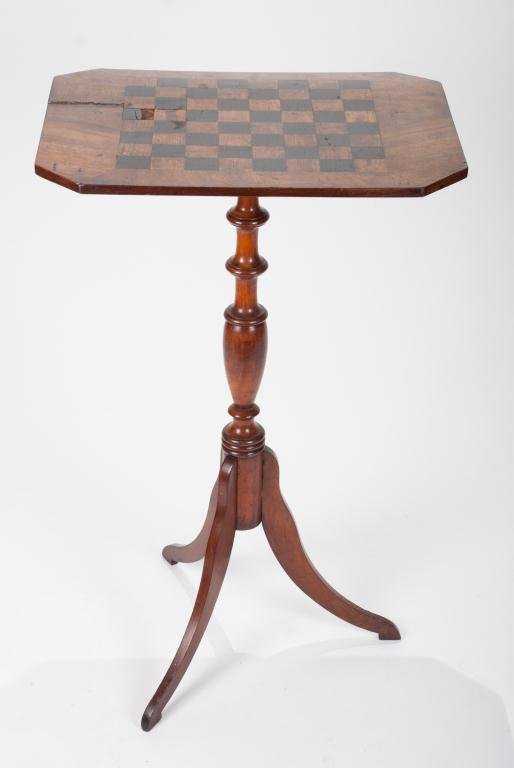 (19thc.) Beach & Mahogany Stand Inlayed w/Game Top (1 of 4)