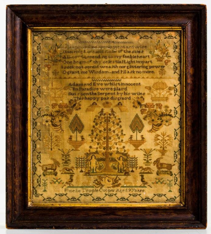 (19th c.) English Sampler by Phoebe Topple Cooper (1 of 5)