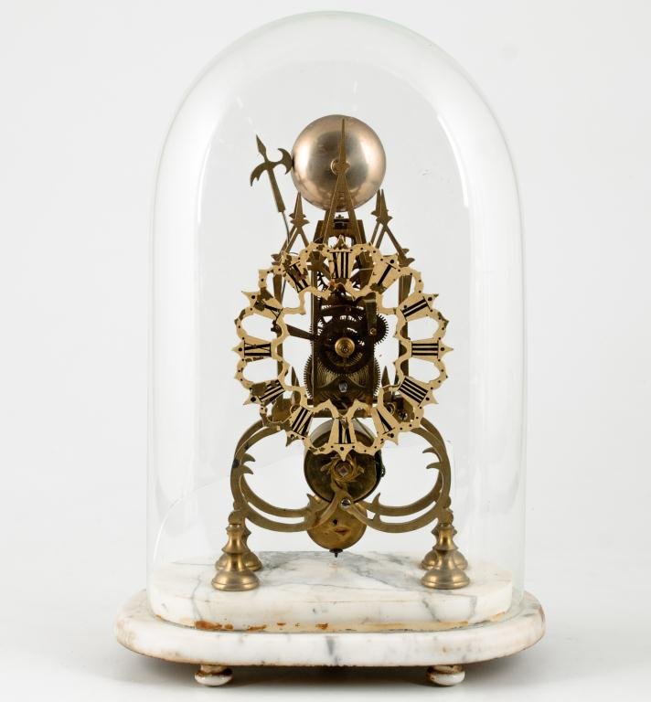 (19th c) French Chiming Brass Skeleton Shelf Clock (1 of 6)