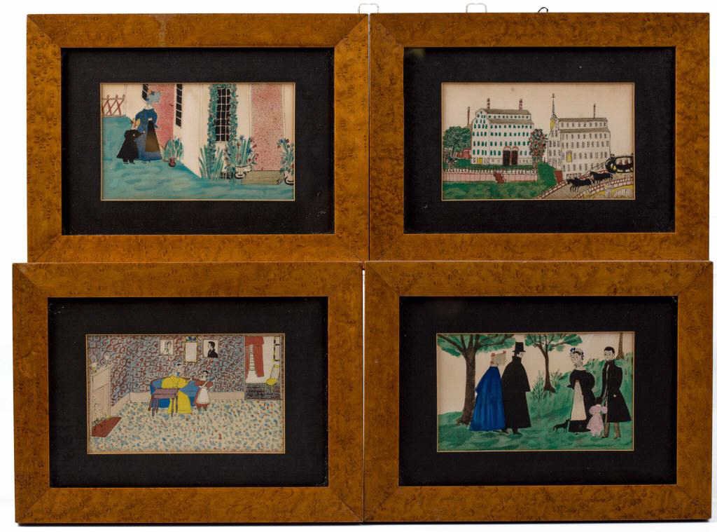 Suite of (4) American School Hand-Colored Prints (1 of 9)