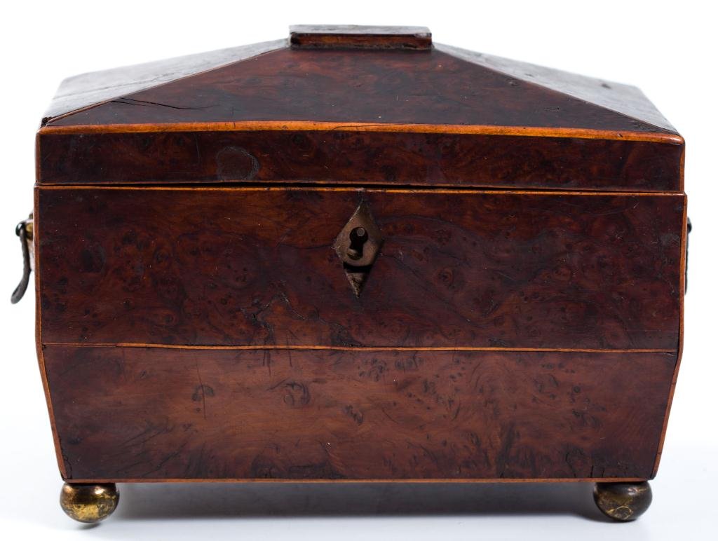 (18th/19th c.) Burl Walnut Tea Caddy (1 of 9)