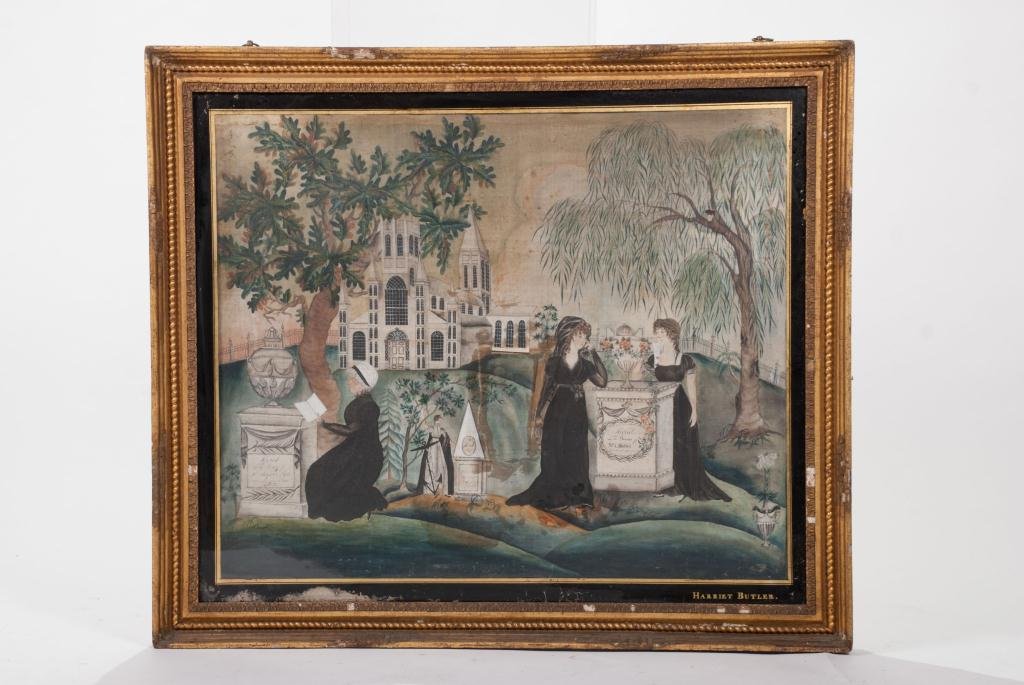 Memento Mori Watercolor on Silk c.1800 (1 of 5)