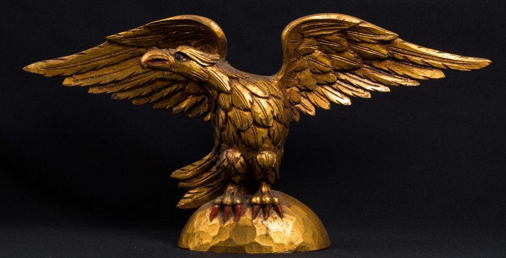 (Early 20th c.) Carved and Guilt Eagle Finial (1 of 6)