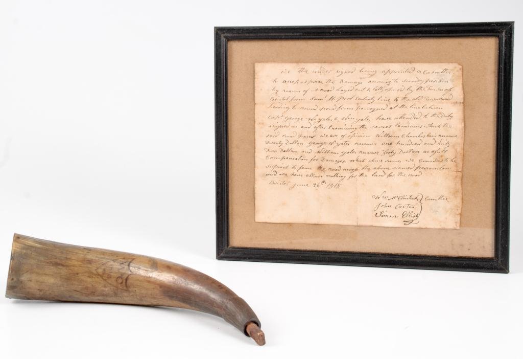 1810 Powder Horn and 1818 Document (1 of 8)
