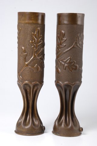 (2) Brass Trench Art Shells Fitted for Lamp Bases (1 of 4)