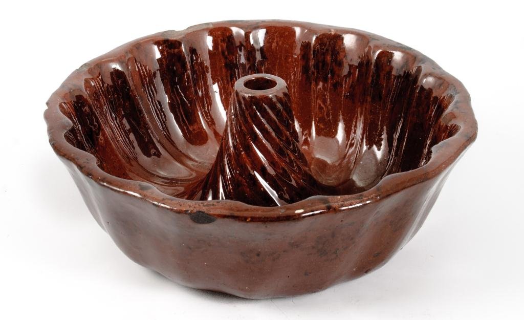 Manganese Decorated Redware Twist Center Cake Mold (1 of 4)