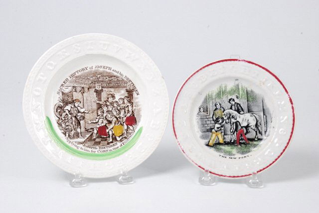 (2) Transfer Decorated Alphabet Pearlware Plates (1 of 4)