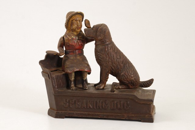 Cast Iron Mechanical "Speaking Dog" Bank 1885 (1 of 6)