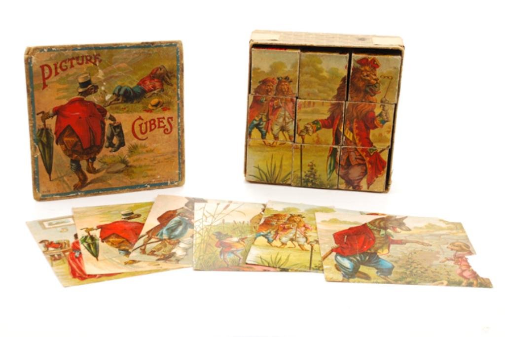 McLoughlin Bros. Lithograph Picture Cubes Puzzle (1 of 9)
