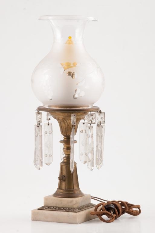 Brass Fluid Stand Lamp with Argand Shade (1 of 9)