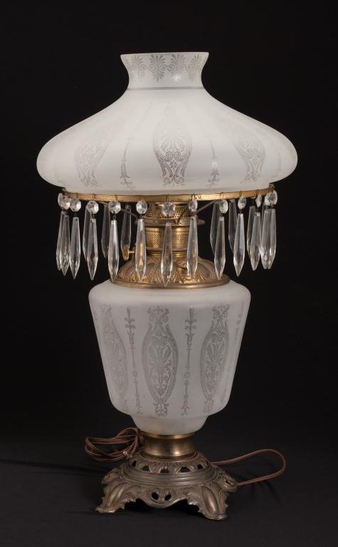Brass and Etched Glass Parlor Lamp (1 of 4)
