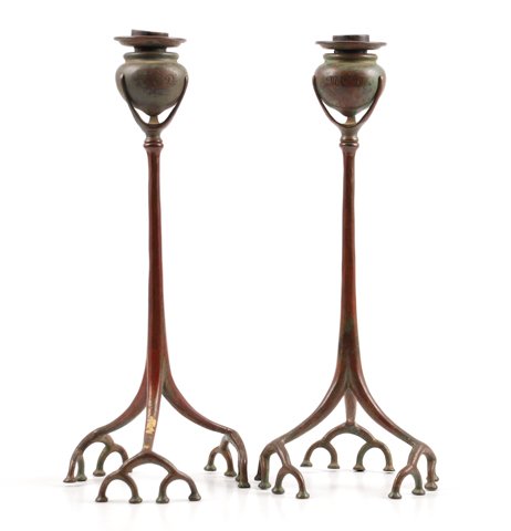 Art Nouveau Tiffany Studios Bronze Candlesticks (1 of 10)