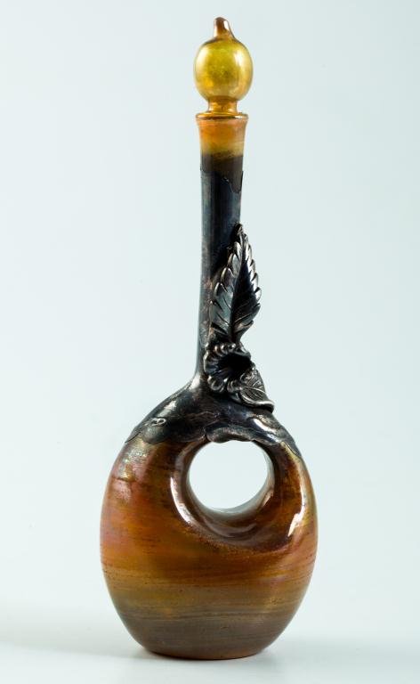 Silver Overlay Art Glass Perfume Bottle (1 of 3)