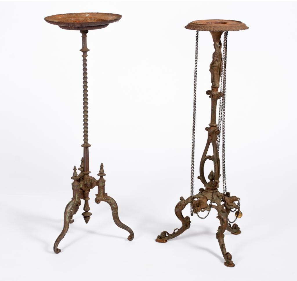 (2) Cast Iron Aesthetic Movement Stands: Height 30 1/2 inches (each)