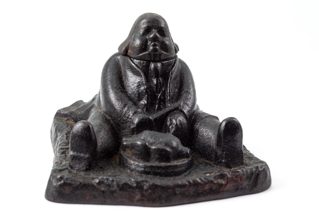 Cast Iron Inkwell with a Man Carving a Turkey (1 of 6)