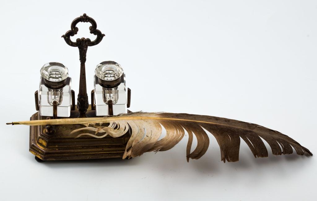 Brass Ink Stand and Quill Pen (1 of 5)