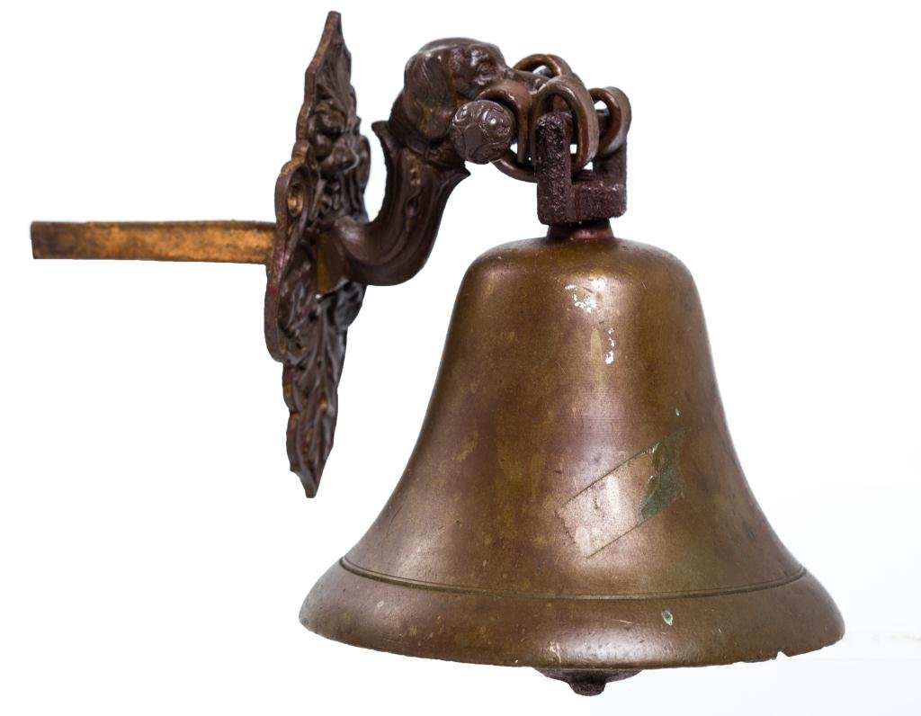 Brass Door Bell with Figural Cast Iron Dog (1 of 6)