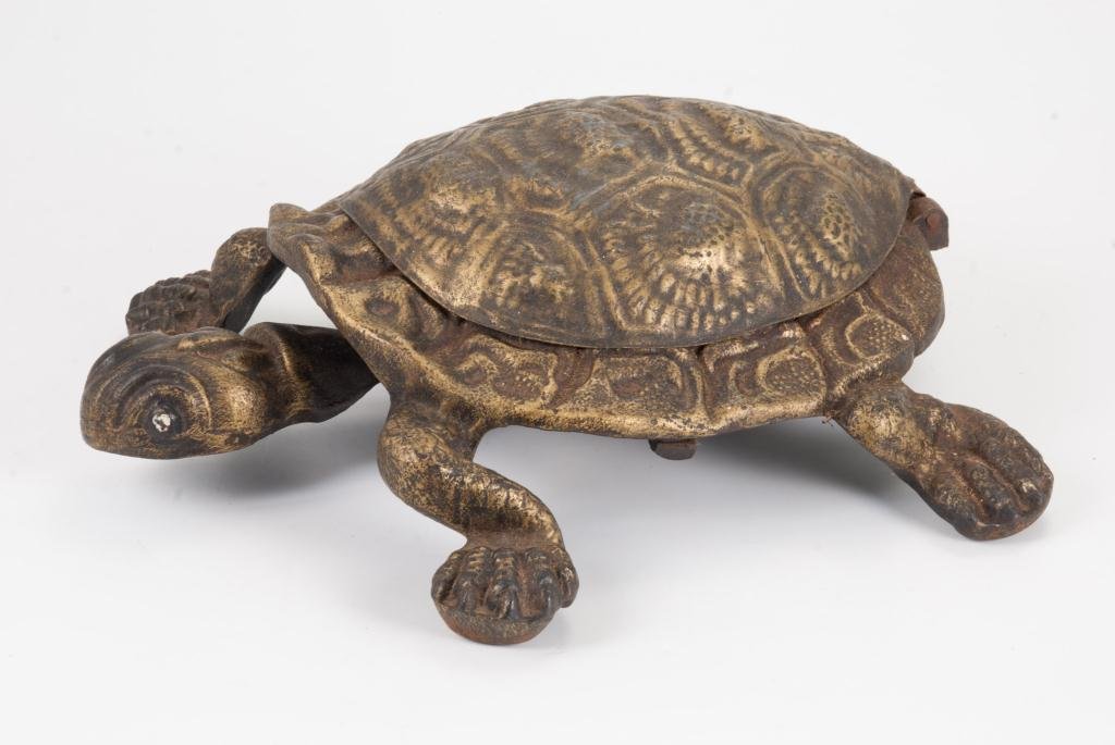 (19th c) Cast Iron and Brass Turtle Spittoon (1 of 3)