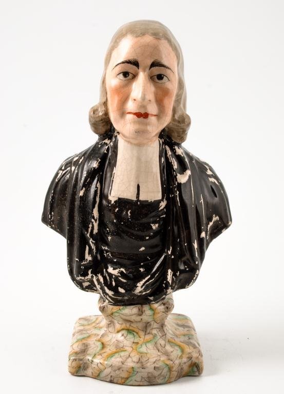 John Wesley Staffordshire Bust: Height 12 inches.