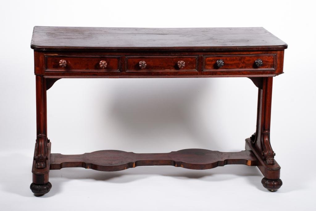 (Early 20th c) Mahogany Three Drawer Console Table (1 of 8)