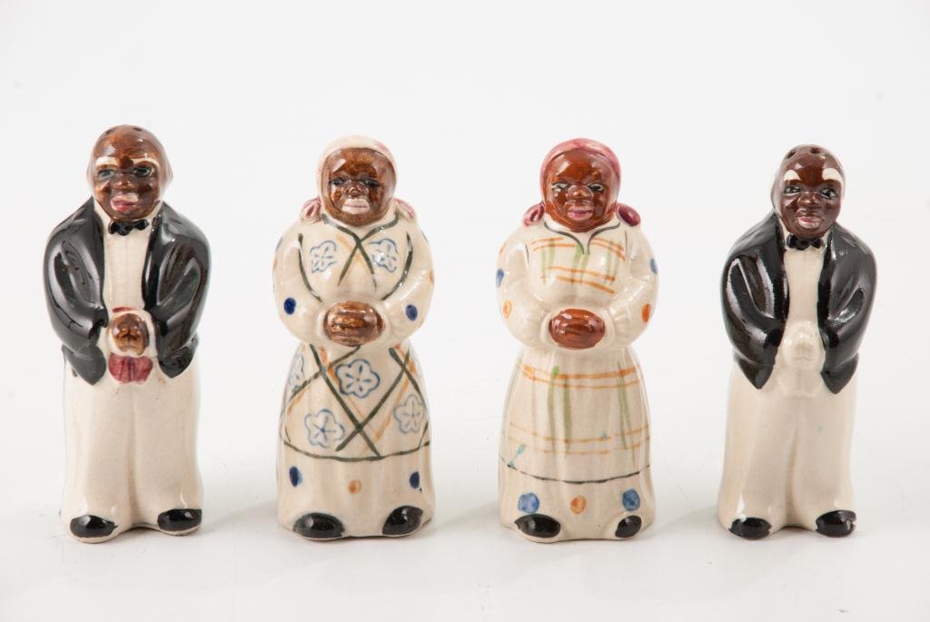 Black Americana Figural Salt and Pepper Shakers: Made in Japan. height 4 1/2 inches (and under)