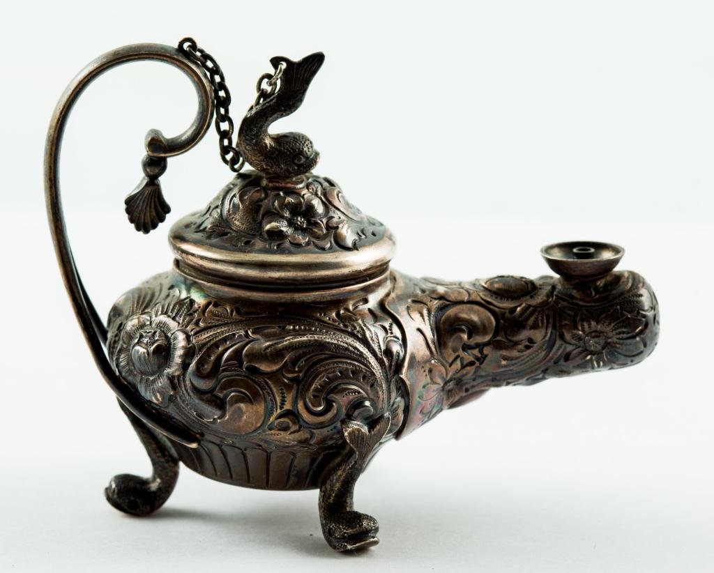 Sterling Silver Repousse Fluid Lamp (1 of 5)