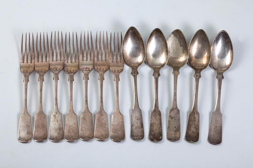 (7) Forks and (5) Coin Silver Soup Spoons (1 of 9)