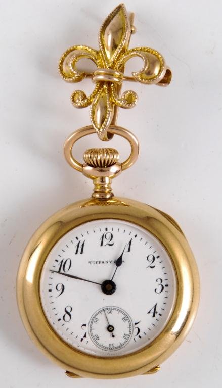 Tiffany Co. 18k Gold Pocket Watch on Pin (1 of 4)
