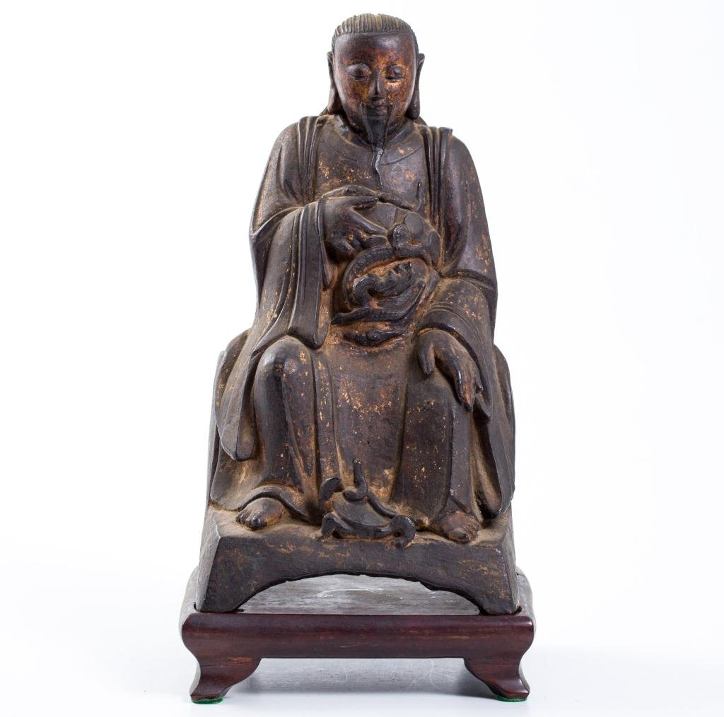 (18th/19th c.) Cast Bronze Seated Chinese Figure (1 of 10)