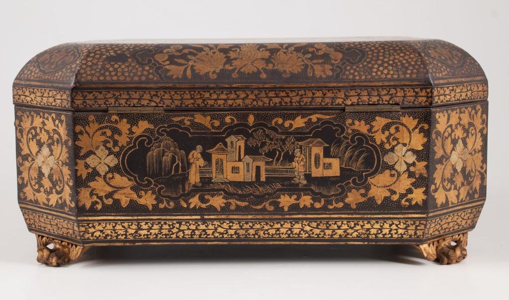 (19th c.) Chinese Lacquer Sewing Box (1 of 10)