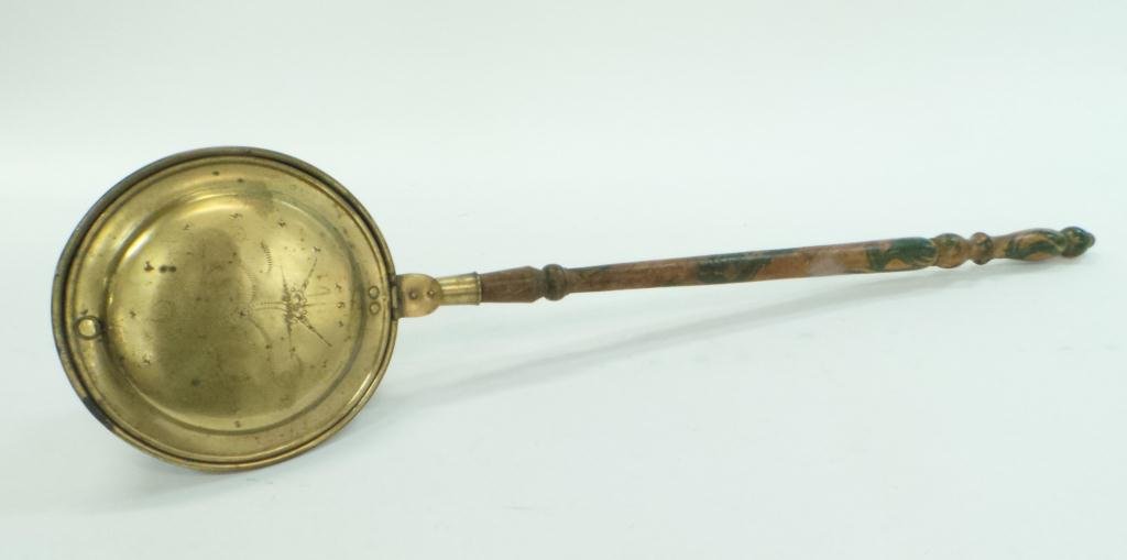 (18th c.) Bed Warmer with Marbleized Handle (1 of 7)