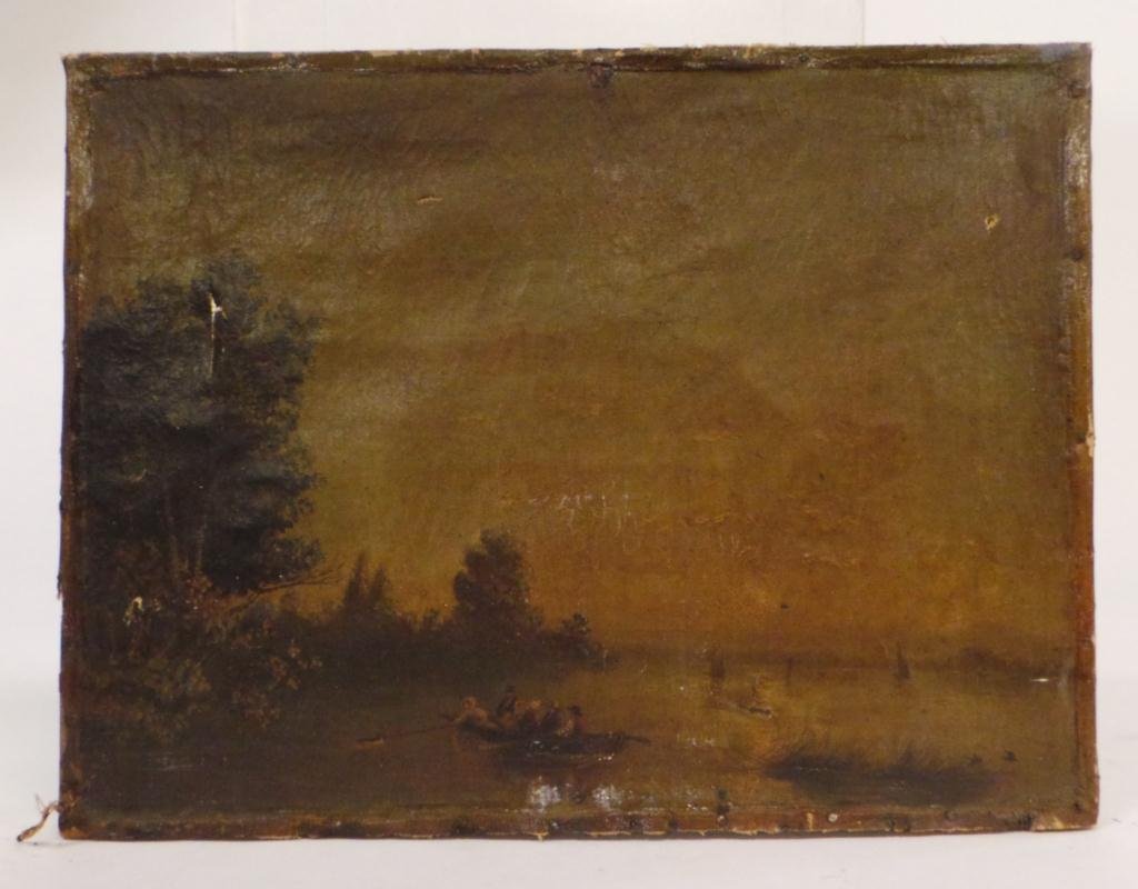 (19th c.) Oil on Canvas "The Boating Party" (1 of 5)