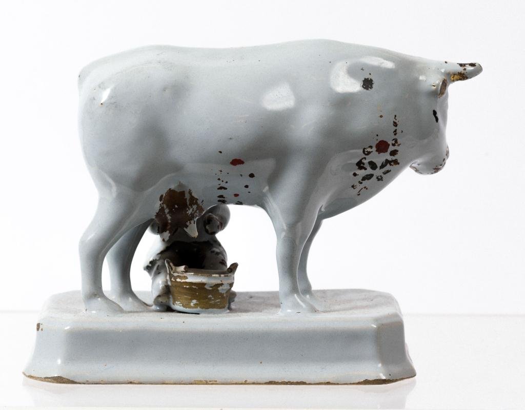 (18th/ 19th c.) Delft Tin Glazed Cows Being Milked (1 of 6)