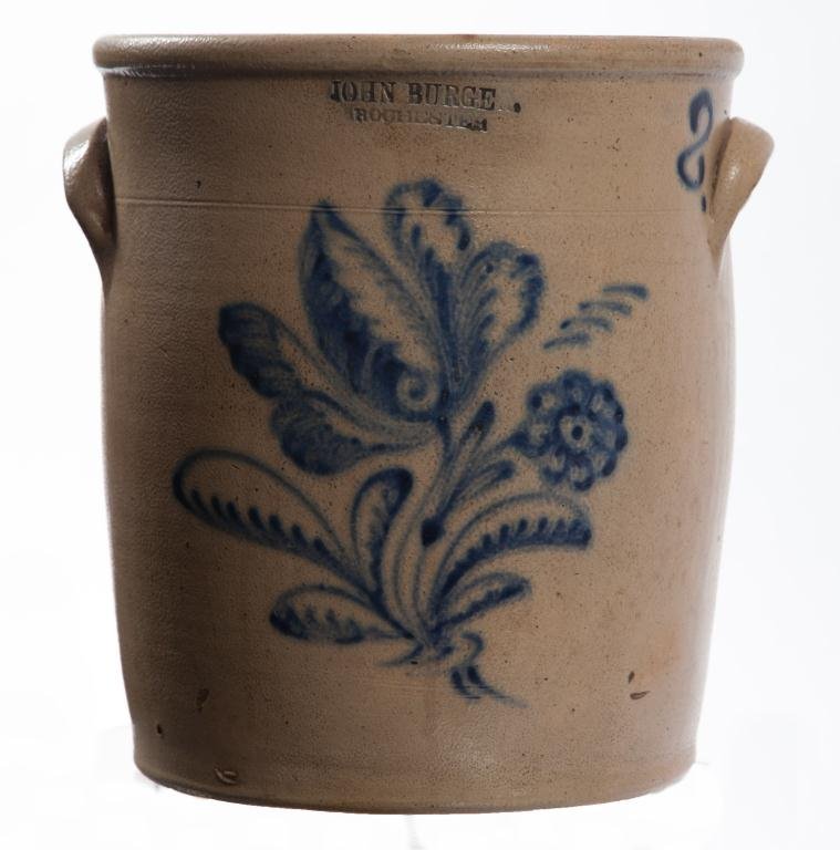 John Burge Rochester Salt Glazed Stoneware Crock (1 of 4)