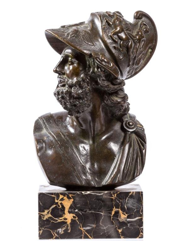 (19th c.) Grand Tour Bronze Bust of Achilles (1 of 6)
